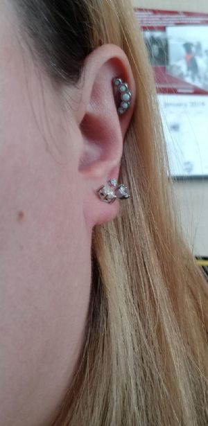 Steel Barbell with Prong Set CZ Customer Photo
